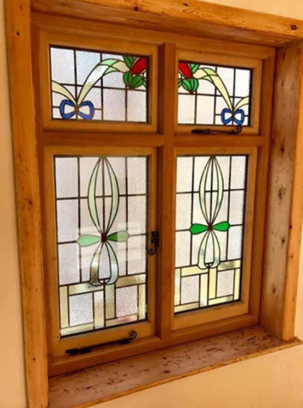 Kusen Jendela Kayu dengan Kaca Berpola